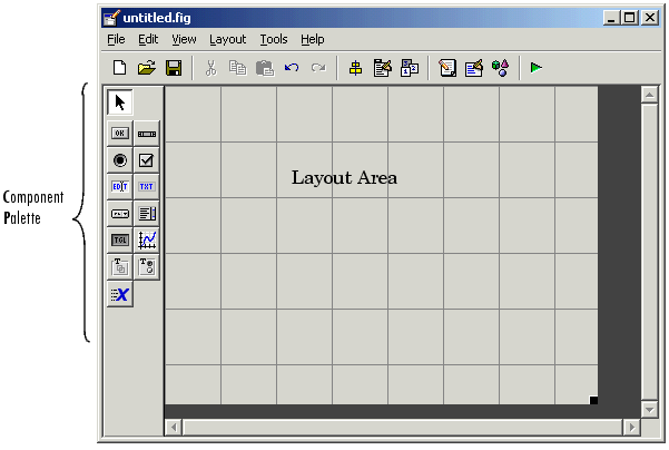 Layout editor with a blank GUI template displayed