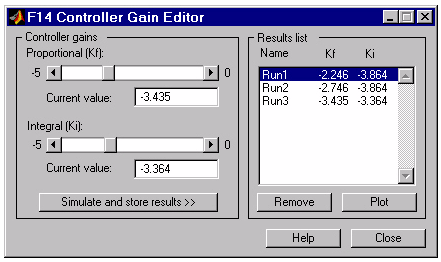 F14 controller gain editor
