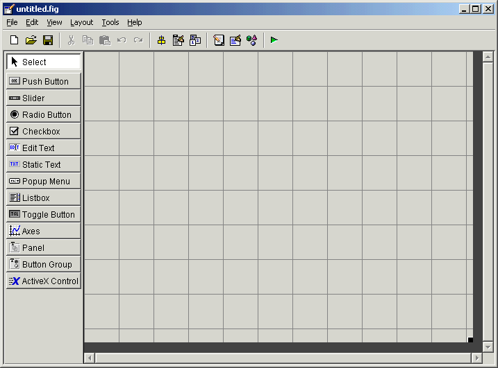 Layout editor showing names of GUI components in the component palette