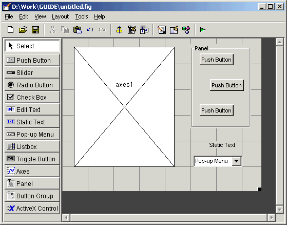 GUI with components roughly placed