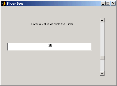 GUI with static text field: Enter a value or click the slider