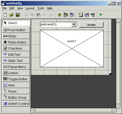 GUI with axes and menu template