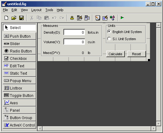 GUI with UI controls