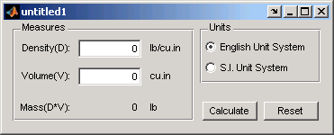 GUI for calculating mass