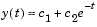 y(t) is approximately equal to c sub 1 plus c sub 2 times e to the minus t power