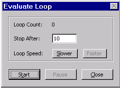 Image of Evaluate Loop dialog box.
