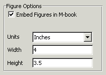 Image of Figure Options section of Notebook Options dialog box, showing the Embed Figures in M-book check box.