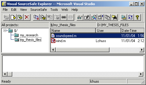 Image of Visual Source Safe Explorer dialog box.