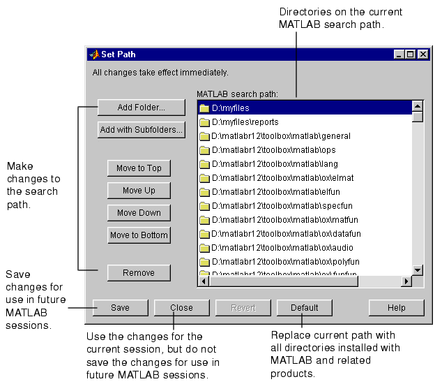 Image of Set Path dialog box showing key features.